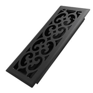 lot 12002 image: Howeall 4x12 Inches Heavy Duty Walkable Floor Register Easy Adjust Air Supply Lever Floor Vents - Charlotte Design - Vent Cover for Home Floor - Matte Black