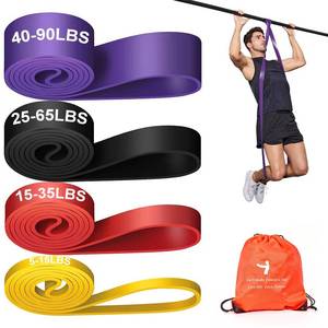 lot 12016 image: YONKFUL Pull Up Assistance Bands Set 5 LBS - 90 LBS, Long Resistance Bands for Pull Ups Working Out, Gym Workout Bands for Men Exercise Muscle Training and Shape Body - Carry Bag Included