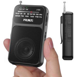 lot 12025 image: PRUNUS J-555 Pocket Radio AM FM USB-C Charging& Battery Operated, Excellent Reception& Clear Speaker and Headphone Jack, Back Clip, Flashlight, Transistor Radios, Portable Radios AM FM, Mini Radio
