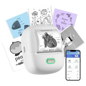 lot 12037 image: ORGSTA Sticker Printer Mini Printer S002 PrintPods Bluetooth Portable Sticker Maker with 1 Roll Paper Thermal Inkless Label Maker Machine Impresora Port�til Instant Print for Notes, Journal, DIY, Gift