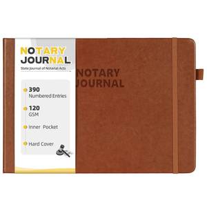 lot 12056 image: Homlive Notary Journal Log Book, Notary Book with 390 Record Entries, 10X7 Notary Log Books Notarial Public Journal for Notarial Acts, Hardcover, 120gsm Thick Numbered Pages, Brown