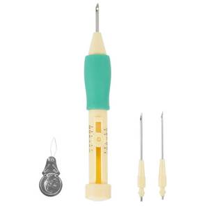 lot 12065 image: Punch Needle Embroidery Set Embroidery Needle Punch with 3 Sizes Needle Pen Kit Tool for DIY Craft for DIY Threaders Sewing Knitting for Mother(Yellow  Green)