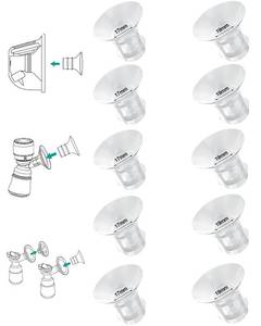 lot 12066 image: Flange Inserts 10PCS 1719mm5,24mm Breast Pump ShieldsFlanges Compatible with Momcozy S9S9proS10S12S12proSpectraMedelaTSRETE, Reduce 24mm Tunnel Down to Correct Size