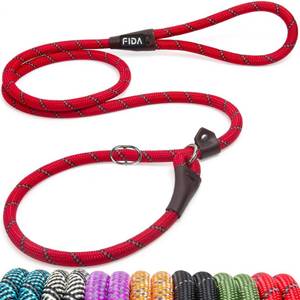 lot 12070 image: Fida Durable Slip Lead Dog Leash, 6 FT x 12 Heavy Duty Comfortable Strong Rope Slip Lead for Large, Medium Dogs, No Pull Pet Training Leash with Highly Reflective, Red