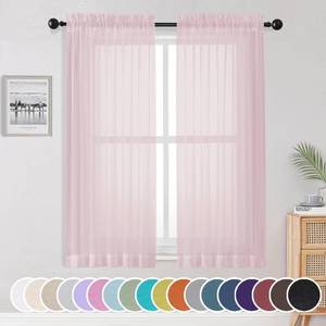 lot 12081 image: OWENIE Light Pink Sheer Curtains 63 Inch Length 2 Panels Set for Living RoomBedroom, Rod Pocket Fimly Voile Blush Sheer Curtain for Nursery Room, Elegant Airy Sheer Panels, 2 Pcs Total 84Wx63L inch