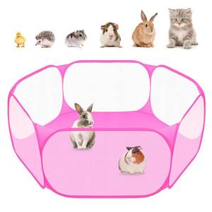 lot 12389 image: Amakunft Small Animal Playpen, Pop-Up Portable Play Yard for Guinea Pigs, Rabbits, Hamsters, Hedgehogs, Foldable Exercise Fence with Breathable Mesh for Indoor Outdoor Use