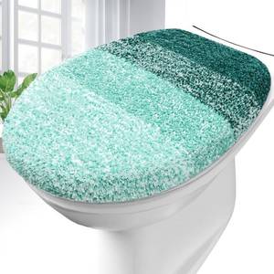 lot 12393 image: OLANLY Soft Microfiber Bathroom Toilet Lid Cover, Machine Washable Covers, 17.5x15, Stays in Place Rubber Backing, Fits Most Round, Elongated and Oblong Lids, Accessories Decor, Blackish Green