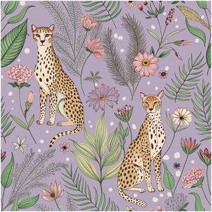 lot 12400 image: Floralplus Wallpaper Peel and Stick Jungle Leopard Wallpaper Removable Floral Boho Tropical Cheetah Animal Wallpapers Renter Friendly Textured Stick On Contact Paper for Bedroom Kitchen 17.5 x 118 in