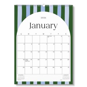 lot 12428 image: S&O Palm Beach Arc Wall Calendar from January 2026-June 2027 - Tear-Off Monthly Calendar - 18 Month Academic Wall Planner - Hanging Organizer to Track Anniversaries & Appointments - 14.2x10.5��in