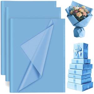 lot 12433 image: 60 Sheets Blue Gray Tissue Paper Bulk, PLULON Gift Wrapping Tissue Paper for Packaging 14 x 20 Inch Art Crafts for Gift Bags Decorative Floral Wedding Birthday Party Decor