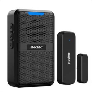 lot 12439 image: STECHRO Wireless Door Chime, 600Ft Range 5 Adjustable Volume 1 Magnetic Door open Contact Alarm with 62 Chimes Mute Mode Door Bell Plugin Receiver for HomeOfficeStore (Black)