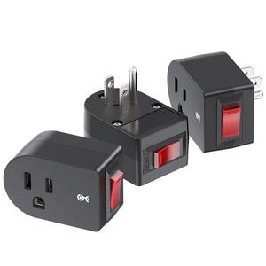 lot 14317 image: ETL Listed Cable Matters 3-Pack Grounded Outlet Switch with On Off, Plug Switch On Off, Single Outlet Adapter, Black