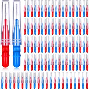 lot 14327 image: BBTO 100 Pcs Braces Dental Brush Flosser for Cleaner Interdental Brush Toothpick Tooth Flossing Head Oral Dental Toothpick Cleaners Cleaning Tool(Red and Blue)