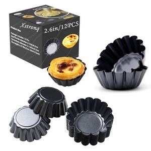 lot 16329 image: Xstronq Egg Tart Molds 12PCS Tart Pan 2.6inch, Mini Carbon Steel Non Stick Tart Pans, Tart Molds For Baking (2.6 inch)