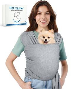 lot 16330 image: Snqqmtt Dog Sling Swaddle Carrier for Small Dog, Cat Front Carriers for Small Pet up to 20lbs, Puppy Pouch with Adjustable Straps, Hands Free Pet Sling, Anti Anxiety Puppy Sling (Light Grey)