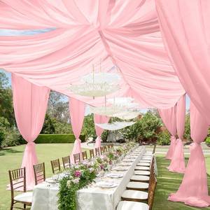 lot 19432 image: REWOMC 6 Panels Dusty Rose Ceiling Drapes for Wedding 5ftx30ft Chiffon Fabric Arch Draping Curtains Sheer Drapery for Party Ceremony Birthday Baby Shower Reception Stage Swag Ceiling Decorations