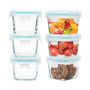 lot 19456 image: SOACOAKO Small Glass Containers 6 Pack, 6 oz Reusable, Airtight, Leakproof Mini Food Storage Containers with Lids