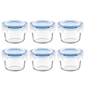 lot 19463 image: Iyulania Set of 6 Small Glass Storage Containers, 7 oz Food Containers with No-Spill Lids, Thick Glass Jars for Meal Prep, Baby��s Snacks, Leftovers and Sauces, Dishwasher & Microwave Safe