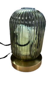 lot 19474 image: Modern Green Glass Table Lamp with Gold Base