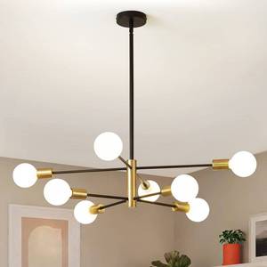 lot 19485 image: RUIYEY Modern Sputnik Chandeliers Black and Gold Mid Century Chandelier 8-Light Dining Room Light Fixture Height Adjustable Ceiling Lights Farmhouse Chandeliers for Kitchen Island Living Room