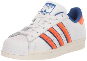 lot 19492 image: adidas Womens Superstar Sneaker, WhiteOrangeTeam Royal Blue, 10 Narrow