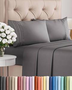 lot 19495 image: Full Size 4 Piece Sheet Set - Comfy Breathable & Cooling Bed Sheets Set - Hotel Luxury Bedding for Women, Men, Kids, Teens, Boys & Girls - Deep Pockets, Ultra-Soft, Wrinkle Free - Oeko-Tex - Dark Grey
