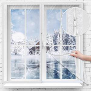 lot 19500 image: Beeveer 75 x 79 Inches Window Insulation Kit with Zipper Winter Window Plastic for Winterizing Home Thermal Insulated Cover with Adhesive Straps Transparent Reusable Adjustable Thick Attic Cover Warm