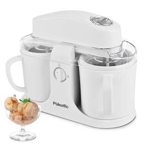 lot 19501 image: Pukomc Ice Cream Maker Machine for Home Use, with Two Ice Cream Bowls,Simple Operation and Easy to Clean,White