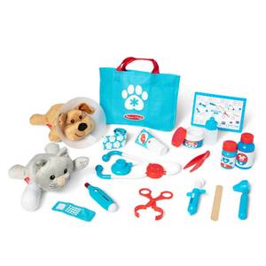 lot 19502 image: Melissa & Doug Examine and Treat Pet Vet Play Set, 24-Piece Animal Doctor Playset with Dog & Cat Plushies, Pet Doctor Kit & Accessories, Preschool Toys for Girls & Boys Ages 3
