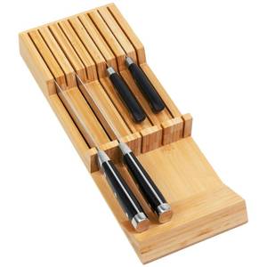 lot 19512 image: Utoplike Knife Drawer Organizer Bamboo Knives Block for Kitchen, Large Handle Steak Holder, Fit for 9 Knives (Not Included)