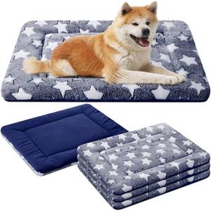 lot 19519 image: VitalCozy 4 Pcs Dog Crate Pads, Ultra Soft Warm Washable Anti-Slip Kennel Bed Mat for Pets, Reversible, Replaceable, Cozy Cage Liner for Small Medium Large Dogs and Cats(20 x 30 x 1.6 Inch,Blue)