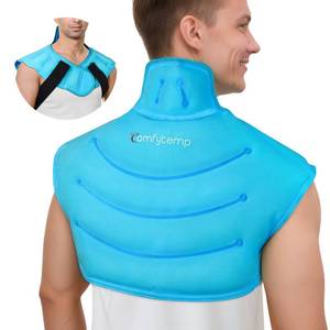 lot 19533 image: Comfytemp Large Ice Pack for Neck Shoulders Upper Back Pain Relief with Straps, Reusable Gel Ice Wrap Hot Cold Compress Therapy Recovery for Upper Back, Cervical Injuries, Rotator Cuff (Large, Blue)