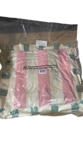 lot 20180 image: Pink, Green, and White Striped Decorative Pillow