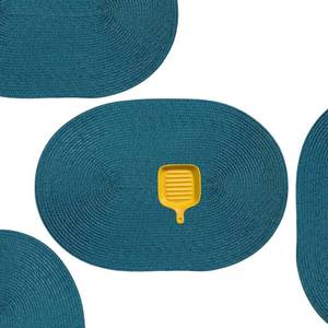 lot 20181 image: AHHFSMEI Placemats Set of 6 for Dining Table Washable Woven Non-Slip 18x12 inches Placemat Heat-Resistant Durable Table Mats for Dining Table Easy to Clean (Oval Blue, 6)