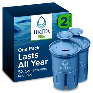 lot 20184 image: Brita Filter Replacements for Water Pitchers and Dispensers, Elite, NSF Certified to Remove 99% of Lead, 2 Count, Blue
