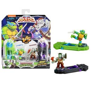 lot 20385 image: Legends of Akedo Teenage Mutant Ninja Turtles. Mini Battling Warriors Versus Pack Leonardo Vs Rocksteady Small