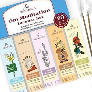 lot 20399 image: �m Meditation Incense Sticks - (5 Variants, 60 Insenses) Charcoal Free Inscents-Sticks  Nag Champa, 60s Patchouli Incense, Lavender Incense, Cinnamon & Sandalwood Incense, Perfect Care Gift