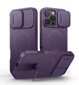 lot 20420 image: SURITCH for iPhone 16 Pro Max Case with Magnetic Camera Slide Cover and Adjustable Kickstand, Compatible with MagSafe, Shockproof Bumper Case Slim Protective Cover 6.9 Inch, Dark Purple