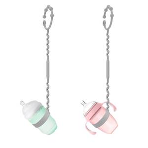 lot 20422 image: LJOWJVA Keep Bottles and Sippy Cups Off the Floor with Sippy Cup Strap - Food Grade Silicone Bottle Bungee for High Chair, Stroller & More - Great for Babies and Toddlers - Grey, 2Pack