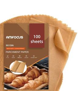 lot 20425 image: Parchment Paper Sheets, 9x13 In Non-Stick Precut Baking Parchment for Baking, Grilling, Air Fryer, Steaming, and More (Unbleached) - Quarter Sheet Size, Perfect for Bread, Cakes, Cookies, 100PCS