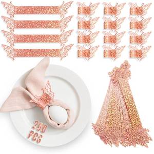 lot 20430 image: Patelai 200 Pcs Rose Gold 3D Butterfly Napkin Rings Sequined Paper Napkin Holders Laser Cut Hollow Butterfly Shape Foil Paper Rings Silverware Wraps Bands for Wedding Banquet Restaurant Party Supply