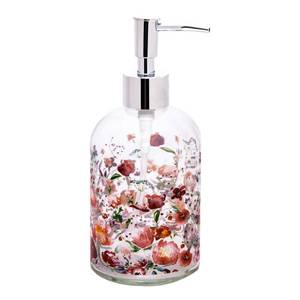 lot 20449 image: Topadorn 17 Oz Glass Soap Dispenser, Soap Dispenser Kitchen Bathroom for Dish Soap, Hand soap, Pink Flowers