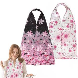 lot 20453 image: VOPHIA 2 Pack Adult Bib Dining Scarf for Women Microsuede Washable Reusable Food Clothing Protectors Dining Mouth Towel Scarf (sakura)