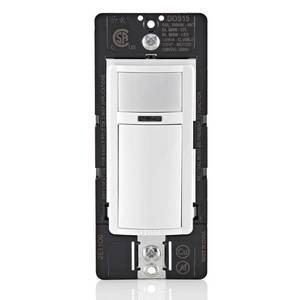 lot 20458 image: Leviton Decora Occupancy Motion Sensor in-Wall Switch, Auto-On or Manual-On, 15A, Single Pole, Multi-Way or Multi-Sensor, DOS15-1LZ, White with Ivory, Light Almond Faceplates