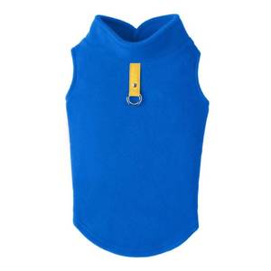 lot 20474 image: Gooby Fleece Vest Dog Sweater - Deep Blue, Large - Warm Pullover Fleece Dog Jacket with O-Ring Leash for Small to Medium Dogs