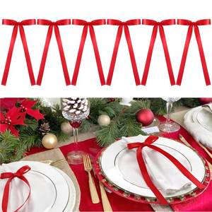 lot 20480 image: CraftyDream 12 Pcs Christmas Bow Napkin Rings Velvet Bow Xmas Napkins Holder Ring for Holiday Dinner Wedding Dining Table Decoration Anniversary Party Supplies (Red)