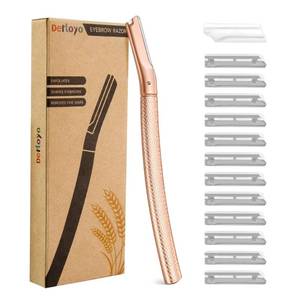 lot 20495 image: Eyebrow Razor-Face Razors for Women-Dermaplaning Tool for Face Exfoliation & Peach Fuzz with 12 Refill Blades-Facial Dermaplane Razors Shaver-Rose Gold