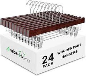 lot 11783 image: Amber Home Wooden Pants Hangers 24-Pack