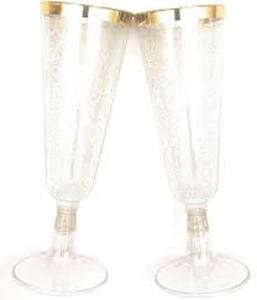 lot 11793 image: Oojami Gold Glitter Champagne Cups 4 OZ 70ct