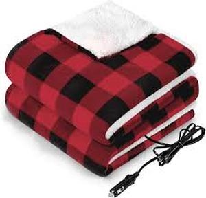 lot 11817 image: 1224V Electric Car Blanket in Pink-White Plaid